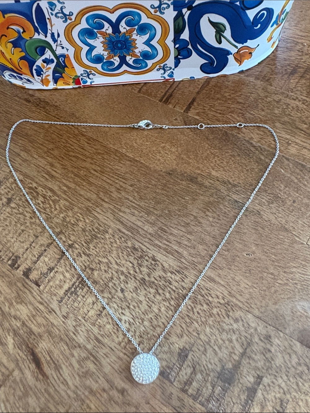 Nordstrom Silver Pave Disc Necklace